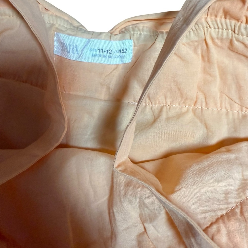 Zara Kids Girls Peach Sleeveless Poplin Dress with Bow-Size 11-12Y - Picture 3 of 7